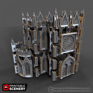 muri della cattedrale aereo Scenario multi-parte pack contenente pareti colonne di windows più essi possono essere utilizzati combinazione qualsiasi openlock piano permette creare stile gotico, la costruita altezza larghezza lunghezza a scelta finemente progettato pezzi perfettamente evocare architettura gotica edificio in visto fantasy sci-fi gratuita tutto tra i generi sono compatibili con tutti rampage serie 3D print model - Mito3D