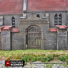 church gates - printable scenery airplane Scenary pack arched gateways hinged doors designed medieval ruined walls compatible openlock products options double single solid wood grated styles small piece filament wire hinge pin attach door doorway download rampage base free latest version clip 3d print model - Mito3D