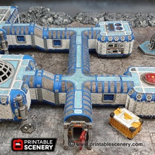 connecting corridors - printable scenery airplane Scenary 3d printed operations base building modular space station terrain sci-fi tabletop roleplaying games 3d print model - Mito3D