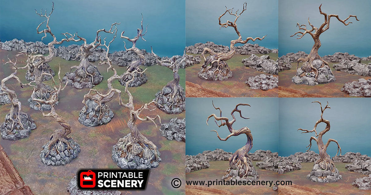 contorted trees - printable scenery airplane Scenary 3D print model - Mito3D