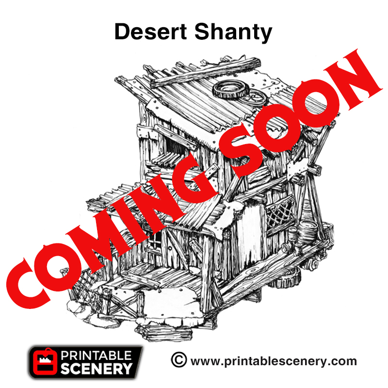 desert shanty - printable scenery airplane Scenary coming soon product stretch goal wasteworld pledge brave new worlds kickstarter 3D print model - Mito3D