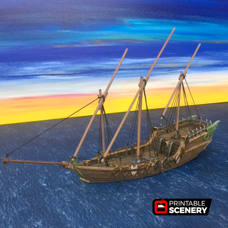dhow aereo Scenario nave può essere utilizzato ambientazione fantasy storico tradizionalmente mercantile oceano indiano, arabo mari ancora in uso oggi 3D print model - Mito3D