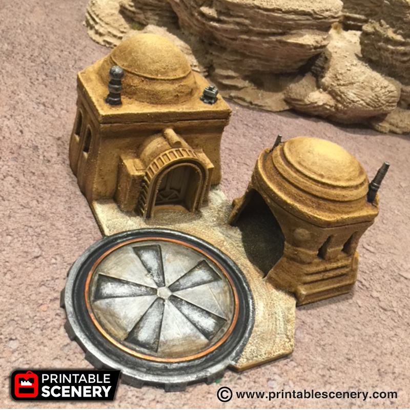 droid patio de avión Paisaje ciencia ficción construcción se pueden utilizar sci-fi mesa escaramuza wargaming juegos rol ideal en miniatura la colocación del techo puertas extraíbles 3D print model - Mito3D