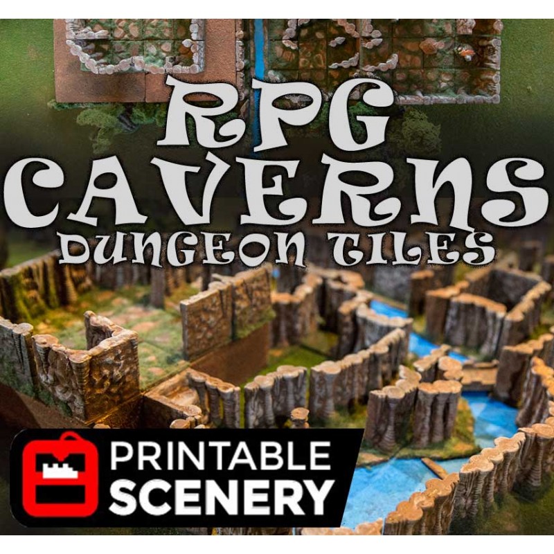 dungeon caverne aereo Scenario di stampa forte base sottile in modo che usi solo 15g plastica per ogni pezzo il file zip contiene 34 diversi caverna piastrelle pezzi essi possono essere utilizzati a rendere ampia varietà mappe perfettamente non supporta nessun pulitura pasticcio 3D print model - Mito3D