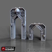 dwarven archway airplane Scenary archways compatible all openlock tiles they designed free standing combined columns use cathedral walls floors industrial walkways gothic sci-fi 3d print model - Mito3D