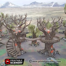 elven walkway - printable scenery airplane Scenary multi-platform raised attached gloomwood trees versions railings bend bridges check guide chasm assemble base level stairs follow assembly building ithillian sky port similar 3d print model - Mito3D