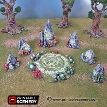 faerie circle - printable scenery airplane Scenary set stones central magic ring mushrooms providing cover objectives tabletop skirmish role-playing games without 3d print model - Mito3D