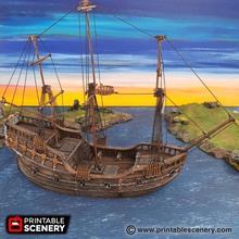 fluyt airplane Scenary ship can used fantasy setting historical originally purposed dutch sailing vessel transporting cargo 3d print model - Mito3D