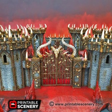 gates doom - printable scenery airplane Scenary kit fantasy-styled piece designed tabletop role-playing games compatible use our demon range products fits perfectly ramparts multi-part have operational hinges included two different styles gate columns freestanding rampart versions there 3 style doors 3d print model - Mito3D