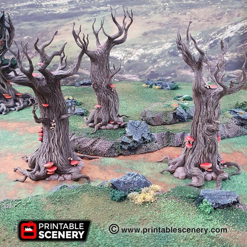 gloomwood árvores - printable cenário de avião Cena dispersão terreno pode ser usado jogar papel no topo da tabela jogos guerra não base dados versão necessita construir suporta tocar placa base, enquanto a rochas 3D print model - Mito3D