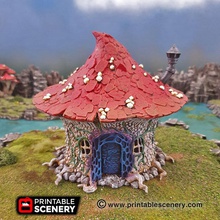 goblin mushroom hovel - printable scenery airplane Scenary fantasy styled building role playing table war games setting featuring hinged doors removable roof plenty room excellent miniature placement small piece filament wire hinge pin attach door doorway 3d print model - Mito3D