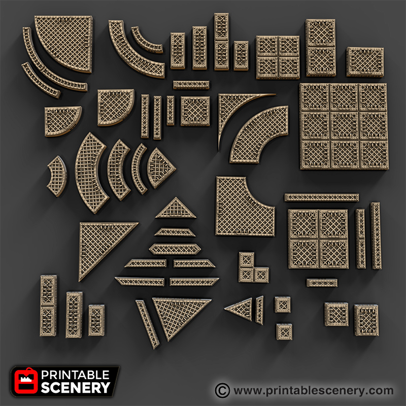 gotico sci-fi gratuita, pavimenti in aereo Scenario set completo openlock piastrelle del pavimento questi possono combinati muro ideale uso astronave mura gotiche passerelle 3D print model - Mito3D