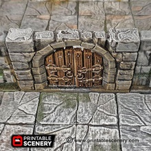 heavy stone double door - printable scenery airplane Scenary set hinged doors designed rampage walls compatible openlock products download base file clip small piece filament wire hinge pin attach doorway 3d print model - Mito3D