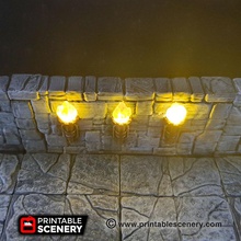 heavy stone torch wall - printable scenery airplane Scenary 3d multi-part sleeve led light inserted separate flame pieces 3d print model - Mito3D