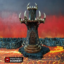 infernal tower - printable scenery airplane Scenary fantasy-styled building can used role-playing tabletop war games featuring hinged doors multilevel removable roofs floors has plenty room allows excellent miniature placement prints without supports separate levels 3d print model - Mito3D