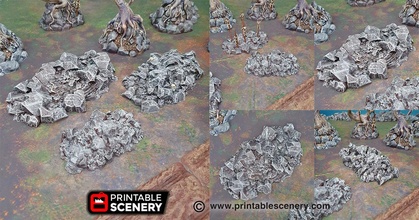 jagged rocks scatter - printable scenery airplane Scenary 3d print model - Mito3D