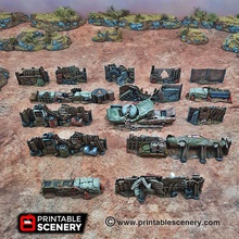 junkfort barricades fences - printable scenery airplane Scenary set 11 pieces blocking wall terrain post-apocalypse setting providing cover tabletop skirmish role-playing games scaled print gaslands 70 3d print model - Mito3D