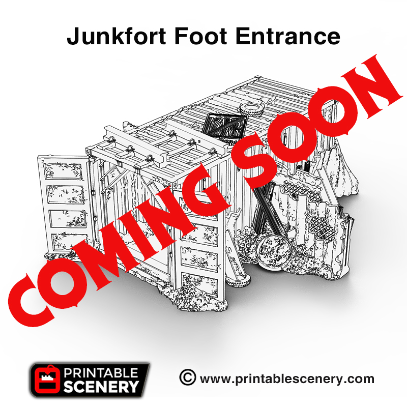 junkfort foot entrance - printable scenery airplane Scenary coming soon product stretch goal wasteworld pledge brave new worlds kickstarter 3D print model - Mito3D