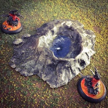 lava crater airplane Scenary single piece model designed filled representation mud water give more authentic feel can rescaled various sizes suit large variety wargames craters formed explosions blast better suited 3d print model - Mito3D