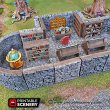 library furniture - printable scenery airplane Scenary set eighteen pieces assemble freestanding shelves scribe desks wooden globe comfy reading chair designed clorehaven expansion populating scenes mansions castles libraries tabletop skirmish role-playing games print fdm printers 01 resolution 3d print model - Mito3D