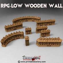 low wooden wall airplane Scenary walls - product part rampage castle system can used any other openlock 3d print model - Mito3D