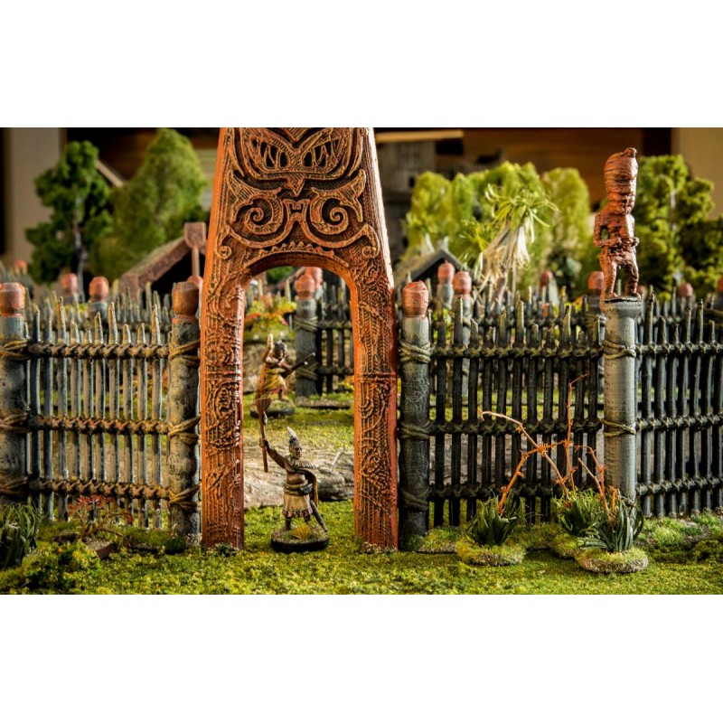 maori pa gate airplane Scenary front designed off classic entrance prints two pieces which then glued together 3D print model - Mito3D