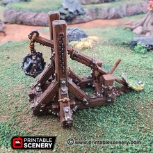plague thrower - printable scenery airplane Scenary siege mass combat weapon suited fantasy role playing tabletop games comes both catapult trebuchet versions has wheels can attached print without supports but if you experience stringy effect then use 3d print model - Mito3D