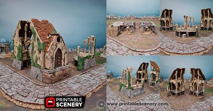 ruined bell tower & sept airplane Scenary 3d print model - Mito3D