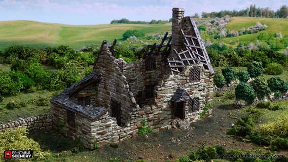 ruined crow cottage stl file 3d print model - Mito3D