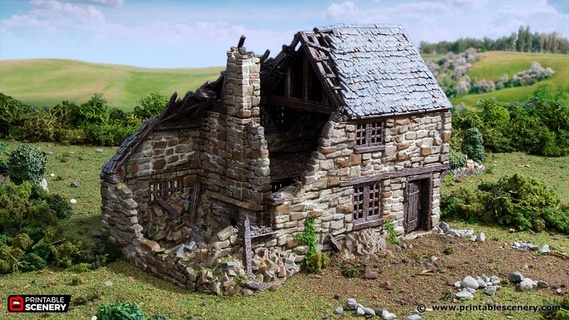 ruined hollyhock cottage stl file 3d print model - Mito3D