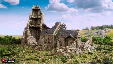 ruined norman church stl file 3d print model - Mito3D
