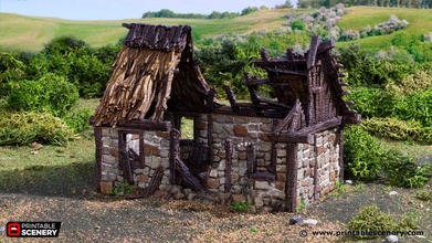 ruined norman stone barn stl file 3d print model - Mito3D