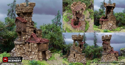 ruined tower- hagglethorn hollow - printable scenery 3d print model - Mito3D