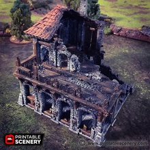 ruined warehouse airplane Scenary caribbean styled port building can used fantasy historical setting ideal skirmish has easy access through broken walls mini placement great areas combat cover extra flexibility been designed compatible so parts switched out mid-game visually represent damage print three without supports there option smaller printers 3d print model - Mito3D