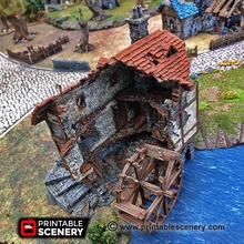 ruined water mill - printable scenery airplane Scenary building designed use tabletop role-playing games historical fantasy setting multiple levels ideal skirmish has easy access through broken walls mini placement areas combat cover 3d print model - Mito3D