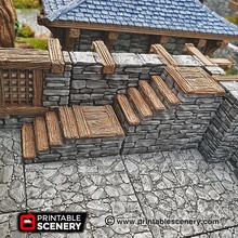 rustic stone wood stairs - printable scenery airplane Scenary pack stair tiles multiple level rpg tabletop gaming miniature placement levels spiral utilize space buildings clorehaven city building compatible openlock products download rampage base free latest version clip assemble assembly guides 3d print model - Mito3D