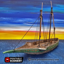 sea reaver - printable scenery airplane Scenary ship suited fantasy rpg pirate skirmish tabletop games included zip file separate deck layouts ballista rigging clips decks simulate movement rig check guide dowel black elastic string 3d print model - Mito3D