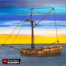 sloop airplane Scenary comes two versions ballista cannon included zip file separate deck layouts interior fittings such barrels boxes removable wake simulates ship movement cannons guns rigging clips 3d print model - Mito3D