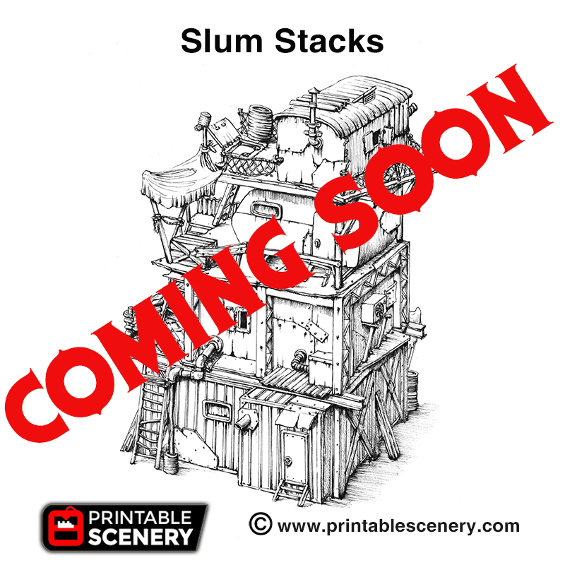slum stacks - printable scenery airplane Scenary coming soon product stretch goal wasteworld pledge brave new worlds kickstarter 3D print model - Mito3D