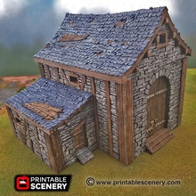 stone barn - printable scenery airplane Scenary pieces building walls windows doorways roofs large double doorway pack clorehaven city product tiles compatible openlock products download rampage base free latest version clip small piece filament wire hinge pin attach door 3d print model - Mito3D