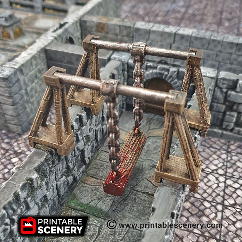 swinging traps - printable scenery airplane Scenary set pieces 4 spiked mace log blade swirling column frame supports designed square brick walls rampage heavy crypt sets 2 corridor width scaled support wider narrower corridors varying length axle piece fine print fdm printer 01 resolution least requires alternate options 3D print model - Mito3D