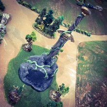 sword stone airplane Scenary can used scaled-down game piece large trophy model either printed single multiple pieces smaller printers 3d print model - Mito3D