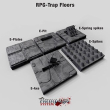 trap floors airplane Scenary floor pack contains five styles ranging spikes pits plates axes spring axe has working hinge can print supports switched off however very light so suggest printing tile please view video free moving also have 3d print model - Mito3D