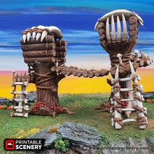 tribal cells airplane Scenary fantasy building can used roleplaying tabletop games ideal skirmish has easy access through platforms bridges mini placement great areas combat cover 3d print model - Mito3D