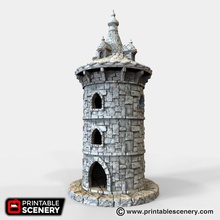 turret cupola airplane Scenary round tower modular building features windows arch entrances both dungeon tile style complete versions segments can also printed use compatible all our other tiles there section access door 3d print model - Mito3D