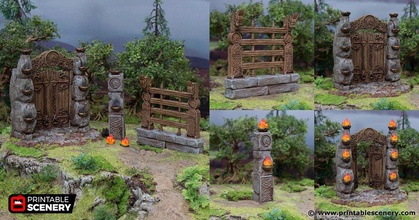 dolandırıcı orman kapılar çitler pazarlık dikeni oyuk yazdırılabilir manzara 3d print model - Mito3D