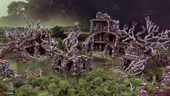 forêt sauvage ruines stl fichier 3d print model - Mito3D