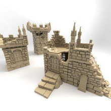 winterdale Ruinen Flugzeug Bühnenbild Zitadelle add-on pack können Sie erstellen, die Vielzahl zerstörten Türme Mauern alle drei crenelation Optionen aufgenommen wurden Gebäude entworfen, geklebt zusammen platziert 3d print model - Mito3D