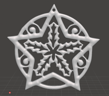 christmas tree hanger - star holly redpah 3d print model - Mito3D