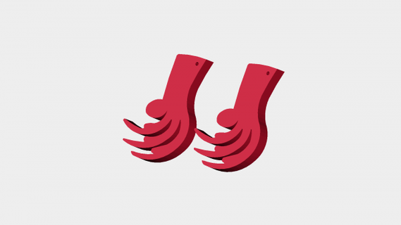 hopewell artiglio orecchini rossa 3d print model - Mito3D